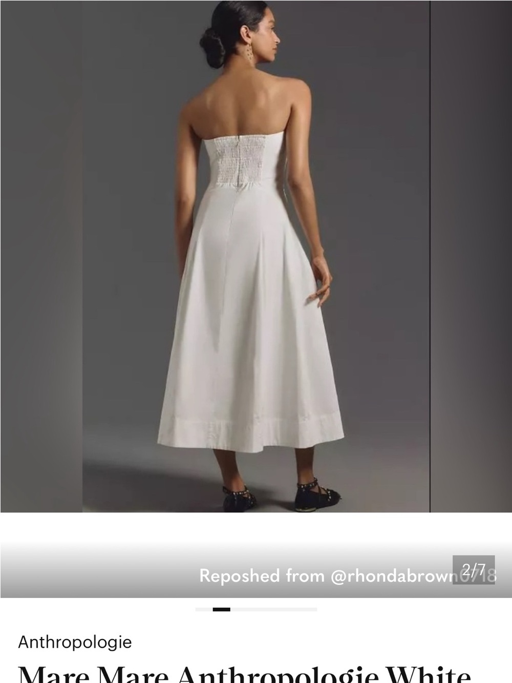 Strapless Cream A-Line Dress - Picture 2 of 4